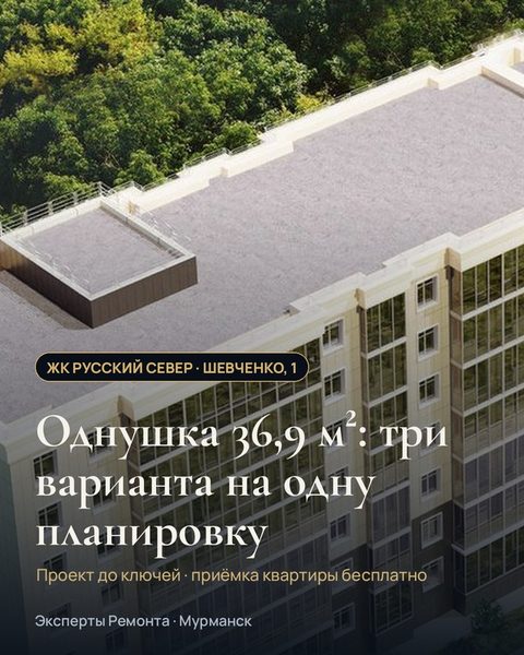 Однушка 36,9 м² в «Русском Севере», Мурманск: три варианта на одну планировку